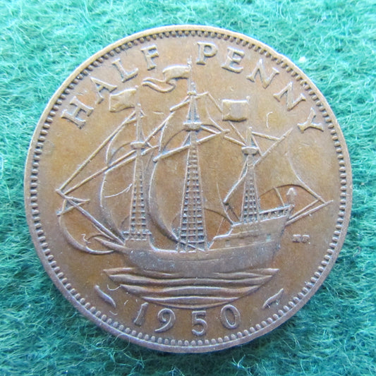 GB British UK English 1950 Half Penny King George VI Coin