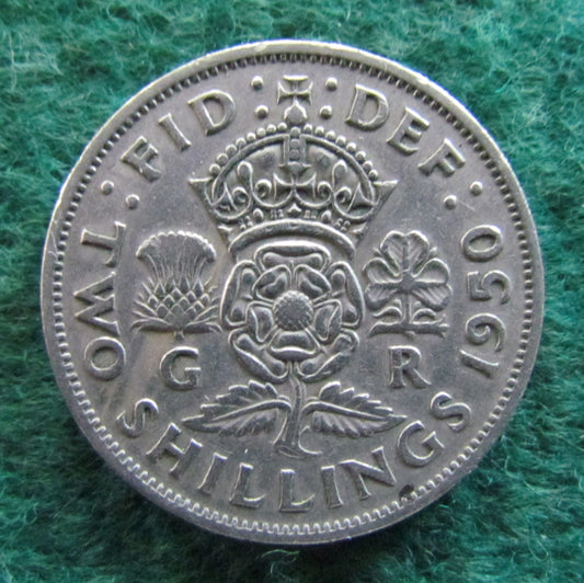 GB British UK English 1950 2 Shilling King George VI Coin