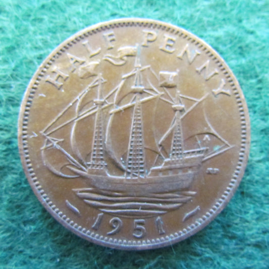 GB British UK English 1951 Half Penny King George VI Coin