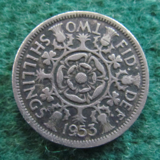 GB British UK English 1953 2 Shilling Queen Elizabeth II Coin