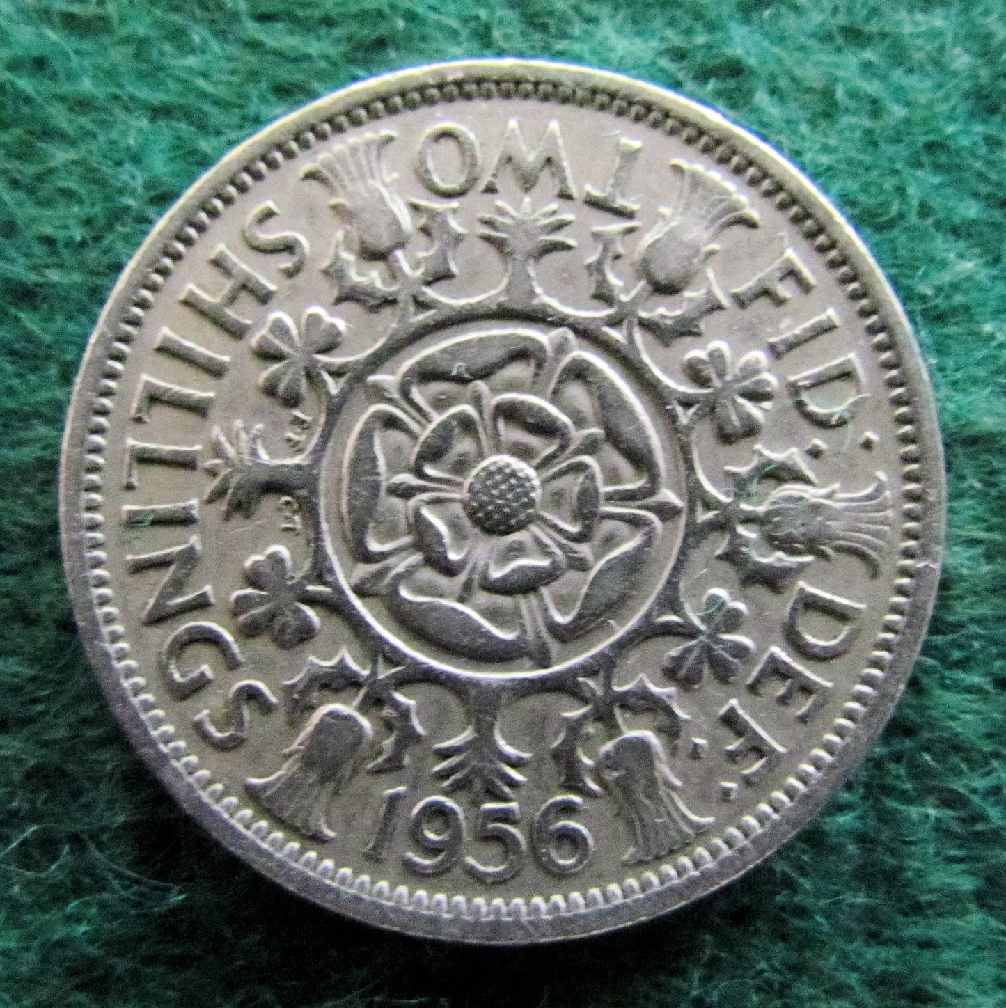 GB British UK English 1956 2 Shilling Queen Elizabeth II Coin