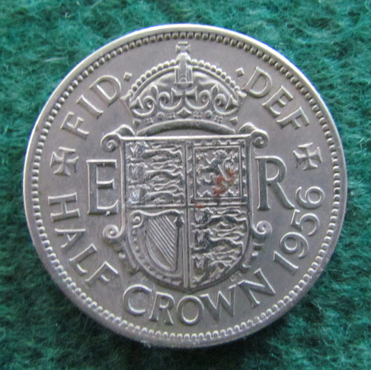 GB British UK English 1956 Half Crown Queen Elizabeth II Coin