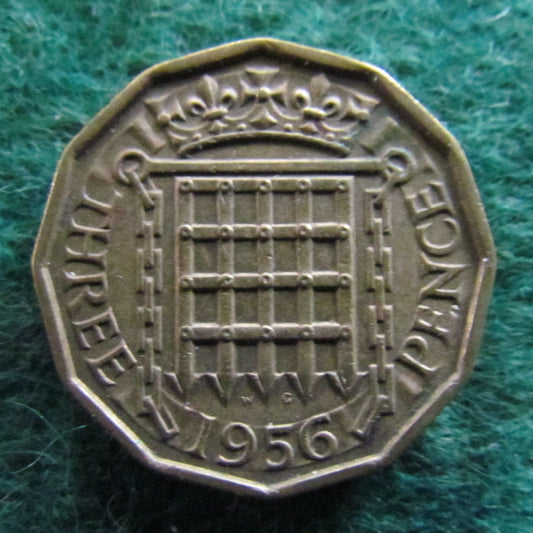 GB British UK English 1956 Threepence Queen Elizabeth II Coin