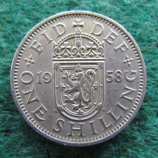 GB British UK English 1958 1 Shilling Queen Elizabeth II Coin