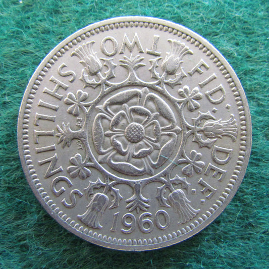 GB British UK English 1960 2 Shilling Queen Elizabeth II Coin