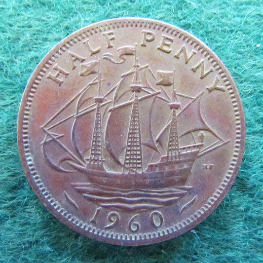 GB British UK English 1960 Half Penny Queen Elizabeth II Coin
