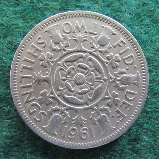 GB British UK English 1961 2 Shilling Queen Elizabeth II Coin
