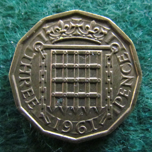 GB British UK English 1961 Threepence Queen Elizabeth II Coin