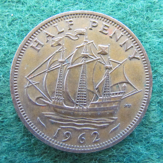 GB British UK English 1962 Half Penny Queen Elizabeth II Coin