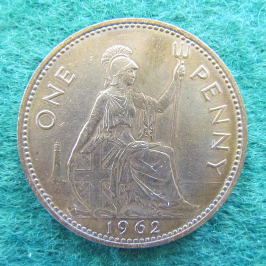 GB British UK English 1962 Penny Queen Elizabeth II Coin