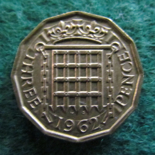 GB British UK English 1962 Threepence Queen Elizabeth II Coin