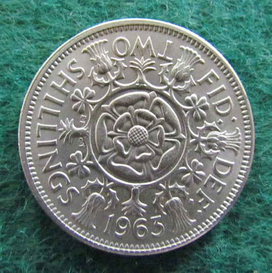 GB British UK English 1963 2 Shilling Queen Elizabeth II Coin