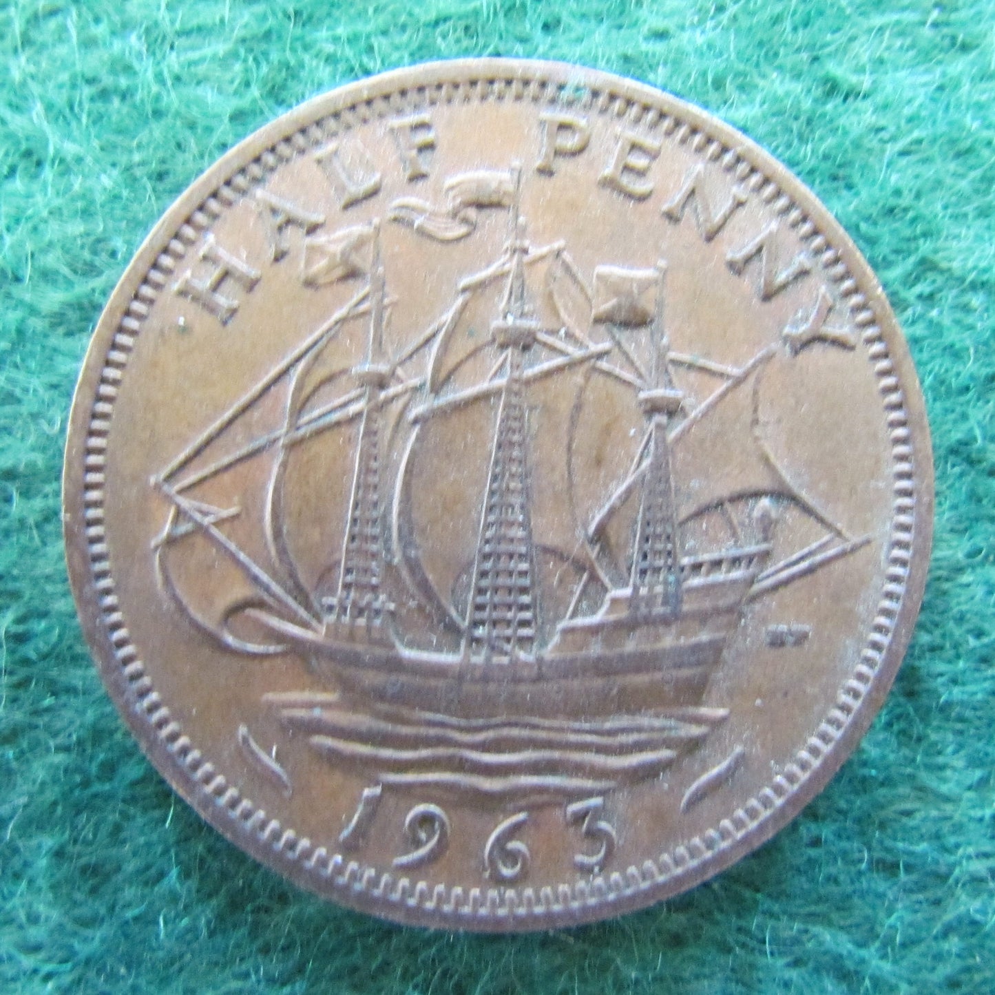 GB British UK English 1963 Half Penny Queen Elizabeth II Coin