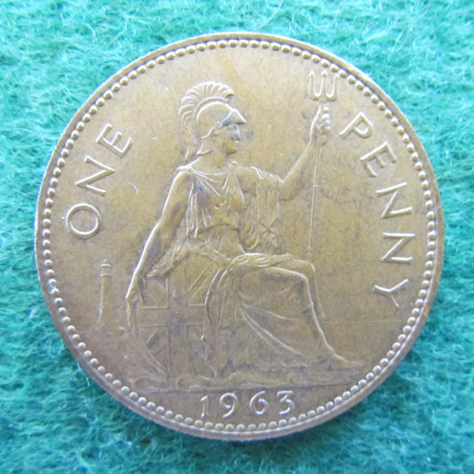 GB British UK English 1963 Penny Queen Elizabeth II Coin