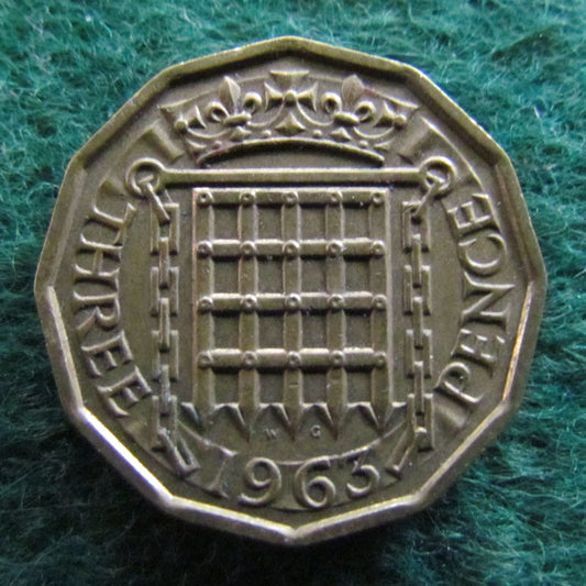 GB British UK English 1963 Threepence Queen Elizabeth II Coin