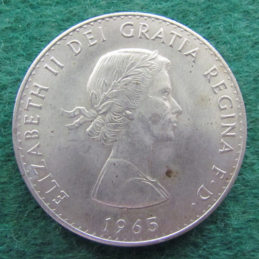 GB British UK English 1965 Churchill Commemorative Crown Queen Elizabeth II Coin