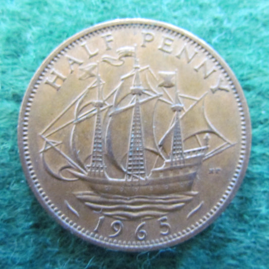 GB British UK English 1965 Half Penny Queen Elizabeth II Coin