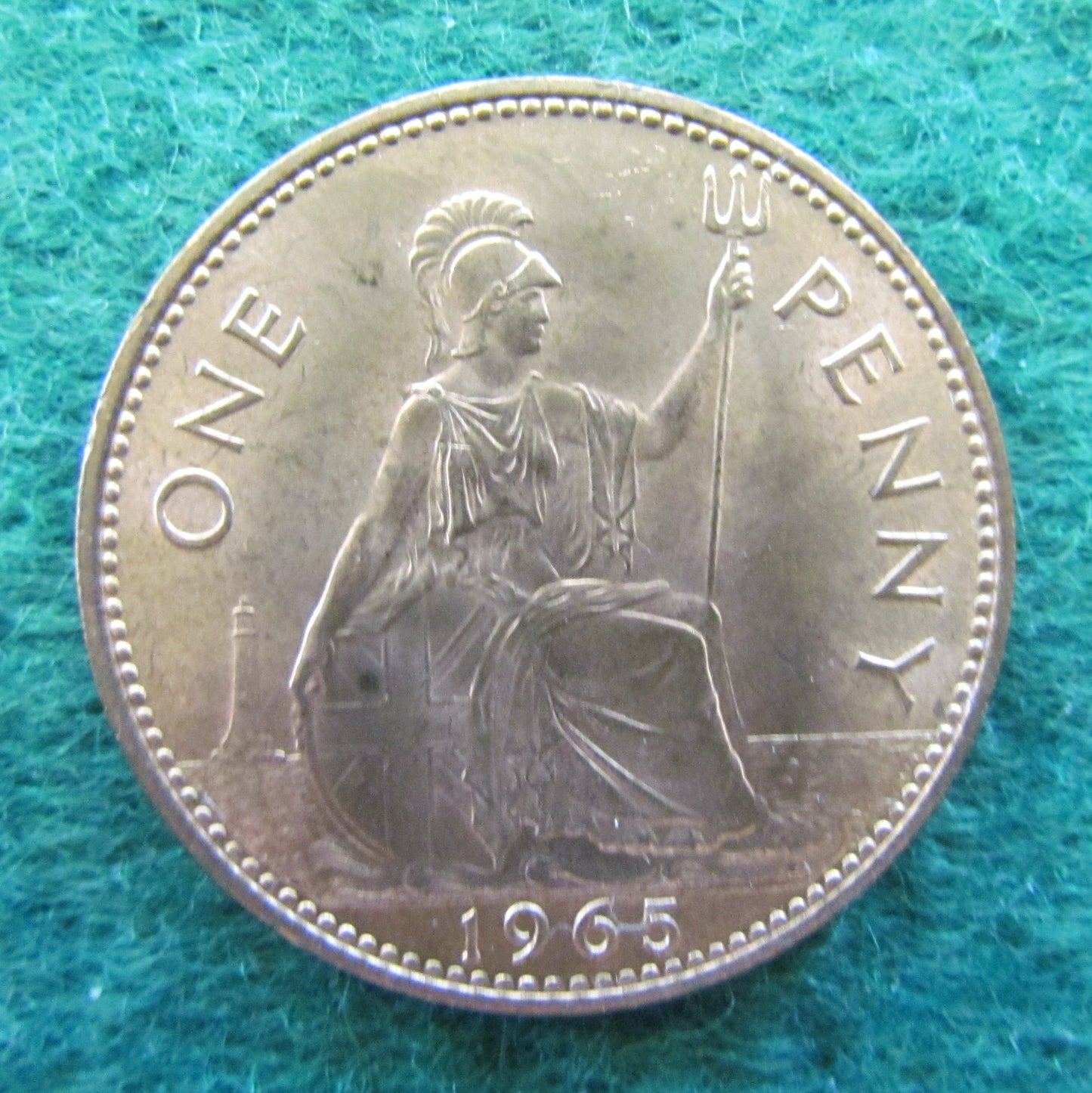 GB British UK English 1965 Penny Queen Elizabeth II Coin