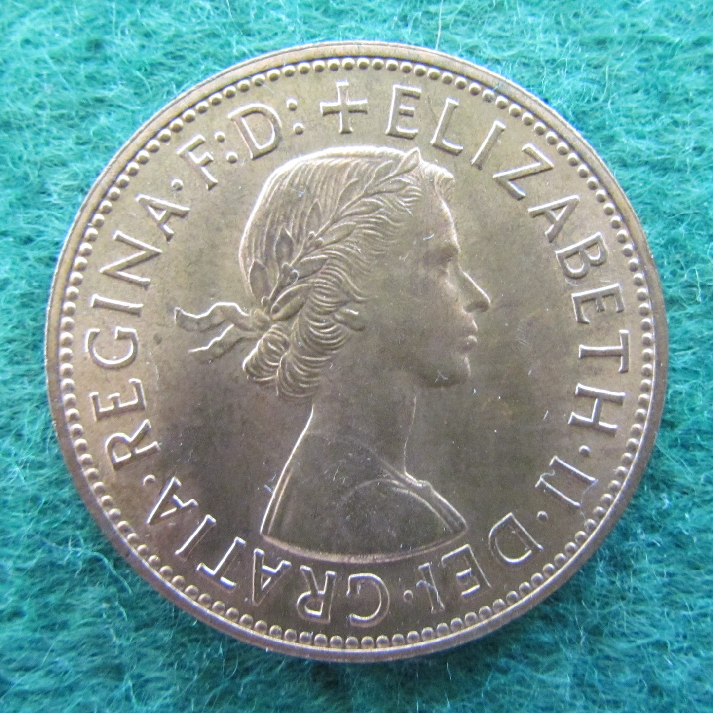 GB British UK English 1965 Penny Queen Elizabeth II Coin