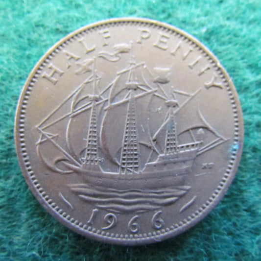 GB British UK English 1966 Half Penny Queen Elizabeth II Coin