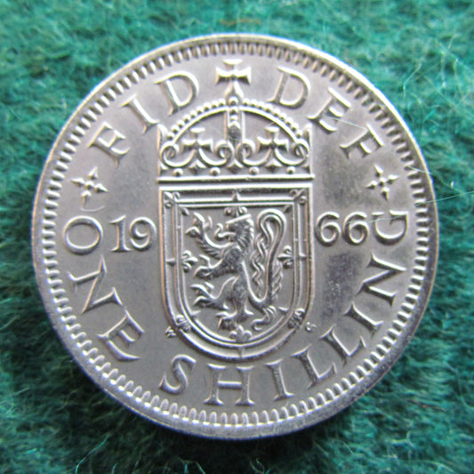 GB British UK English 1966 One Shilling Queen Elizabeth II Coin - Circulated