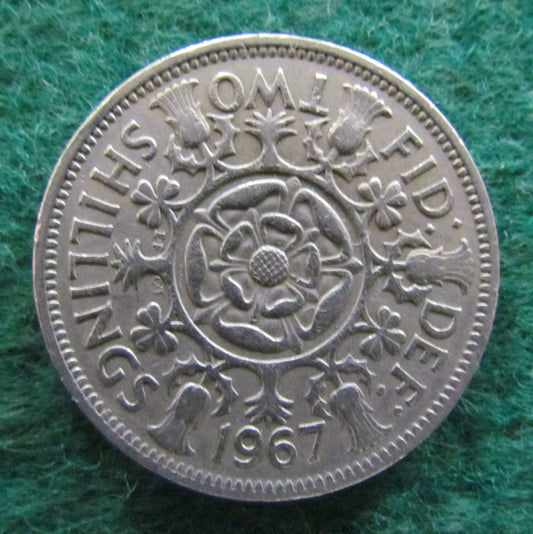 GB British UK English 1967 2 Shilling Queen Elizabeth II Coin