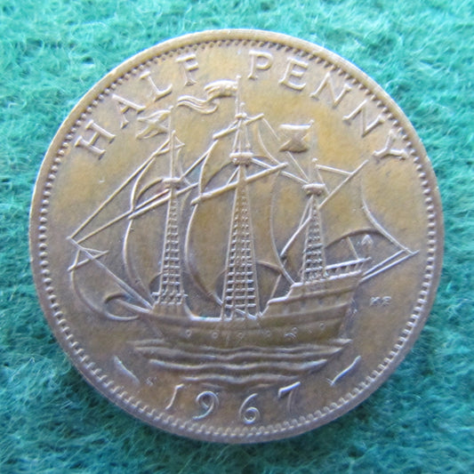 GB British UK English 1967 Half Penny Queen Elizabeth II Coin