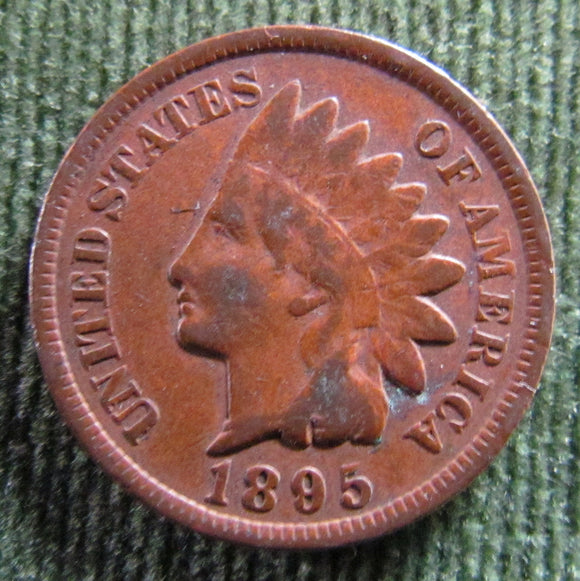 USA American 1895 1 Cent Indian Head Penny Coin - Circulated