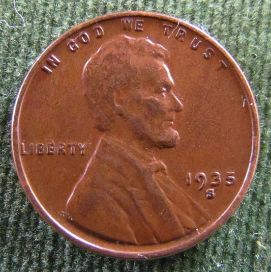 USA American 1935 S 1 Cent Wheat Lincoln Coin - Circulated