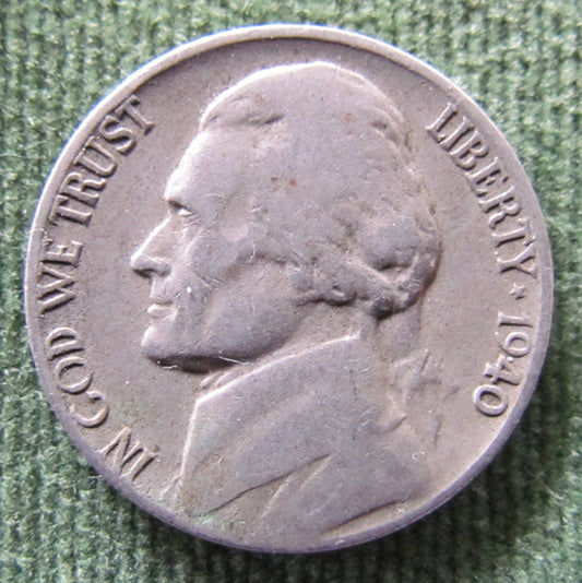 USA American 1940 Nickel Jefferson Coin - Circulated