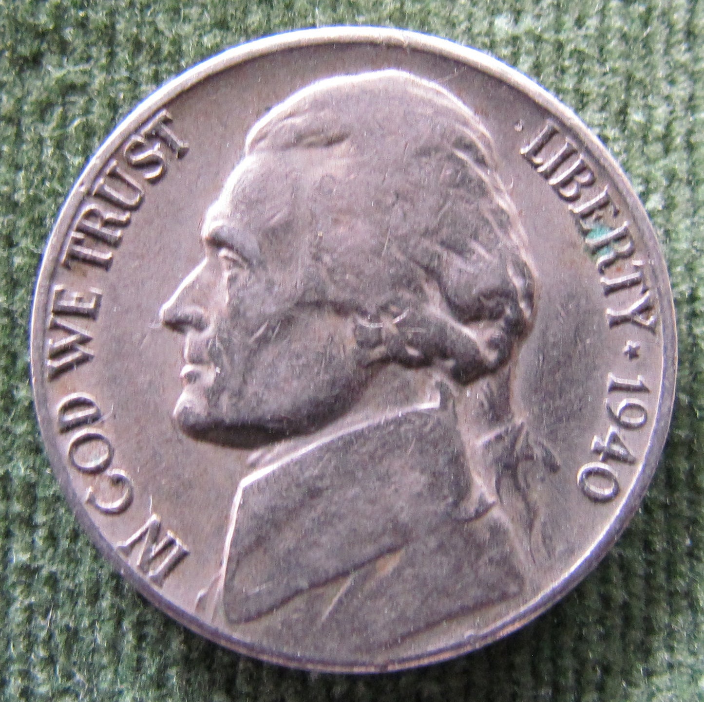 USA American 1940 S Nickel Jefferson Coin - Circulated