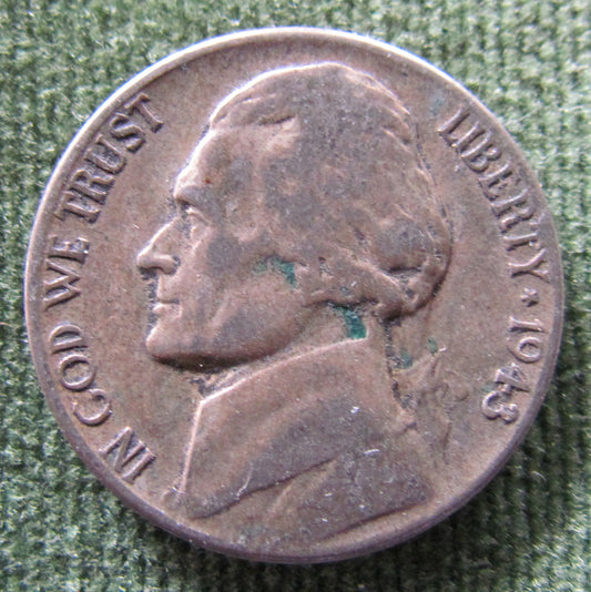 USA American 1943 S Nickel Jefferson Coin - Circulated