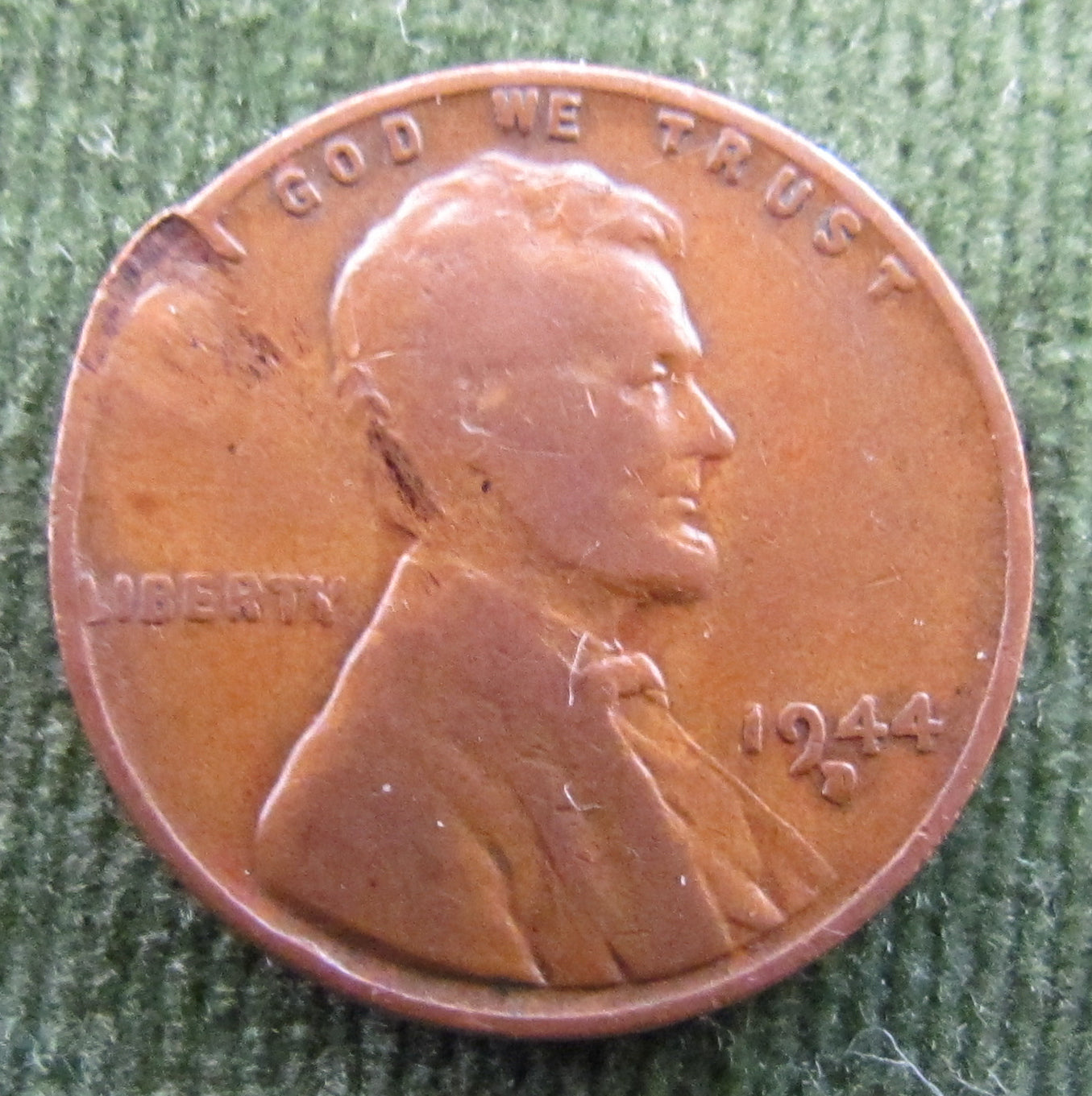 USA American 1944 D 1 Cent Wheat Lincoln Coin - Circulated