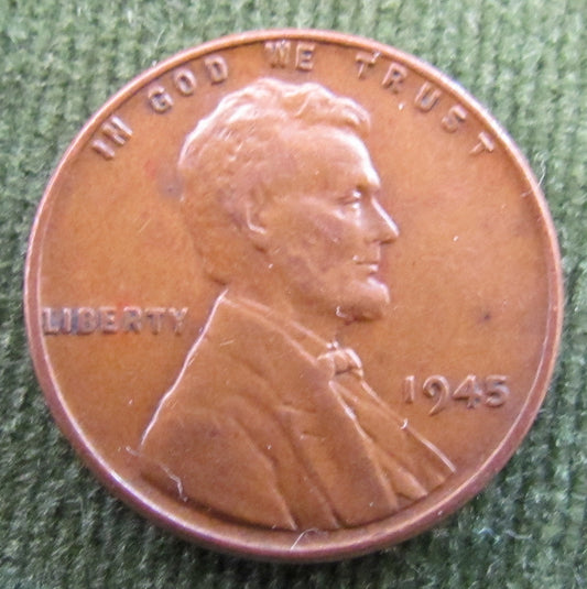 USA American 1945 1 Cent Wheat Lincoln Coin - Circulated