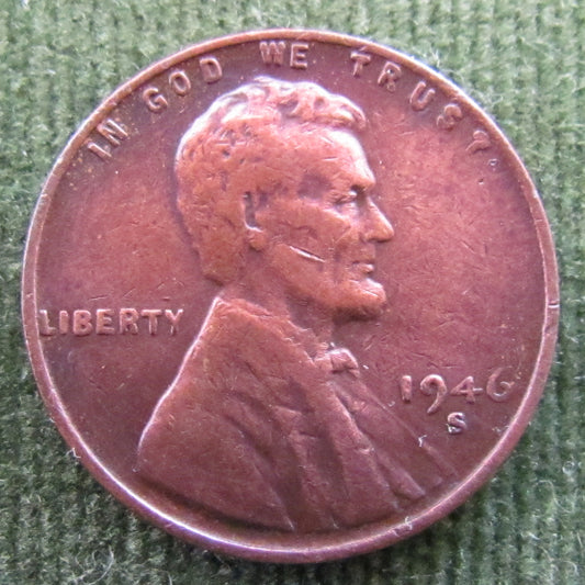 USA American 1946 S 1 Cent Wheat Lincoln Coin - Circulated