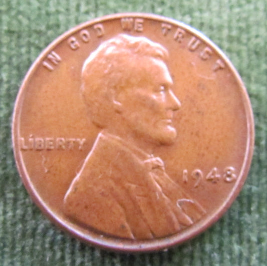 USA American 1948 1 Cent Wheat Lincoln Coin - Circulated