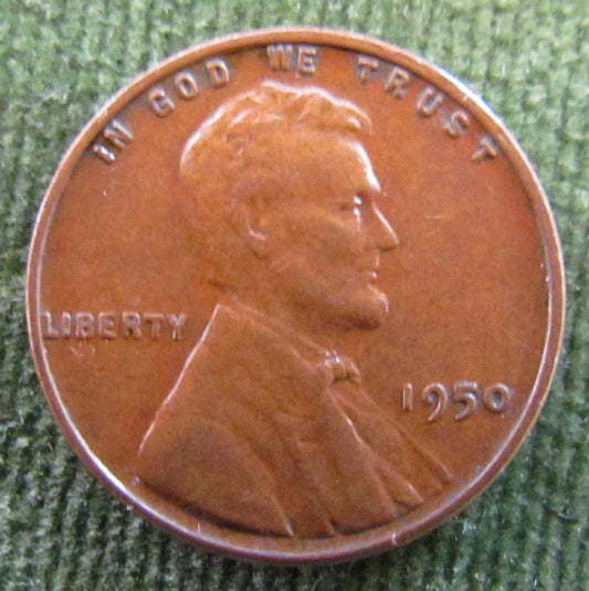 USA American 1950 1 Cent Wheat Lincoln Coin - Circulated