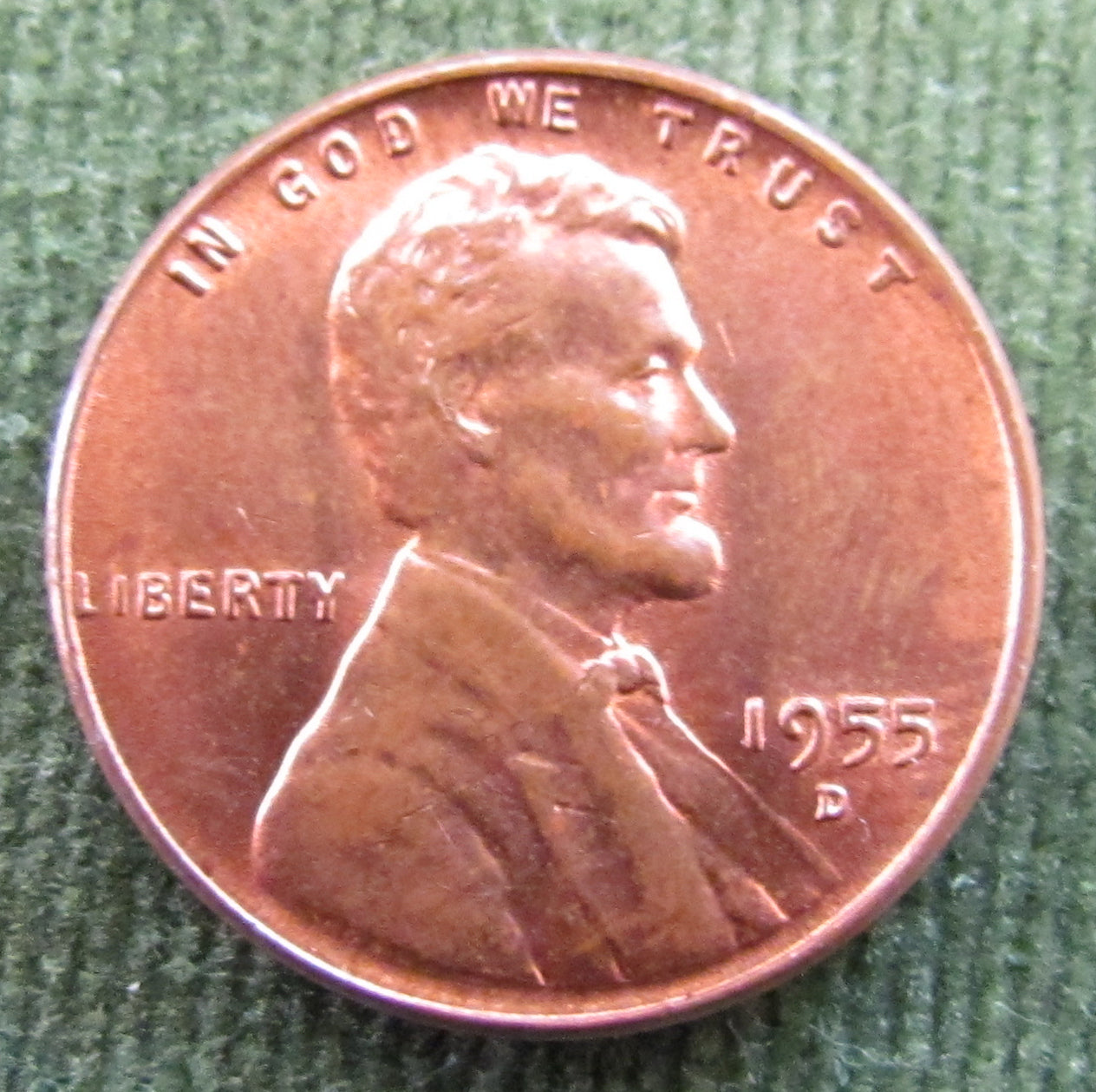 USA American 1955 D 1 Cent Wheat Lincoln Coin - Circulated