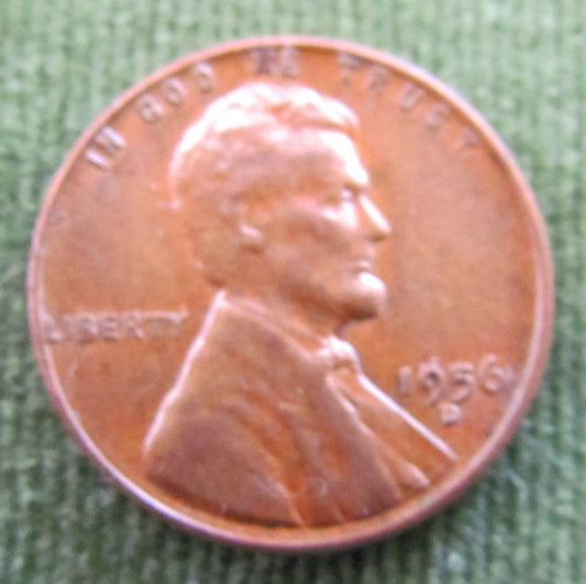 USA American 1956 D 1 Cent Wheat Lincoln Coin - Circulated