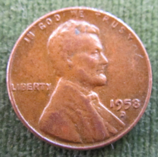 USA American 1958 D 1 Cent Wheat Lincoln Coin - Circulated