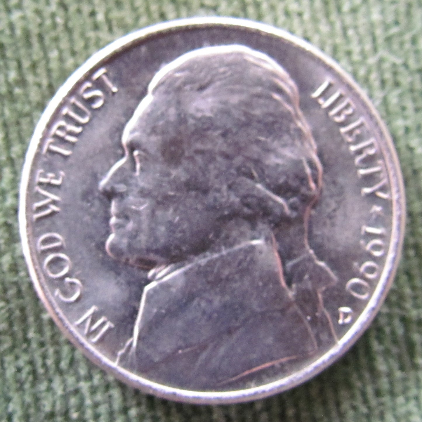 USA American 1990 D Nickel Jefferson Coin - Circulated