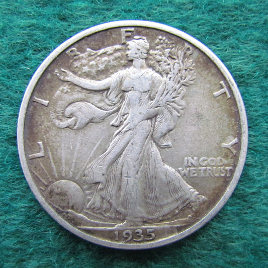 USA American 1935 S Half Dollar Walking Liberty Coin - Circulated