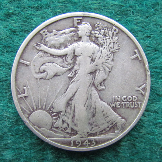 USA American 1943 S Half Dollar Walking Liberty Coin - Circulated