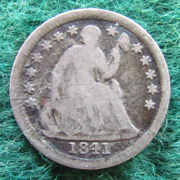 USA American 1841 Silver Seated Liberty Half Dime Coin - Circulated