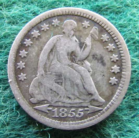 USA American 1855 Silver Seated Liberty Half Dime Coin - Circulated