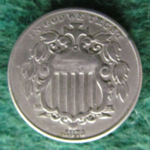 USA American 1873 Shield Nickel Coin  - Circulated Struck From Cracked Die