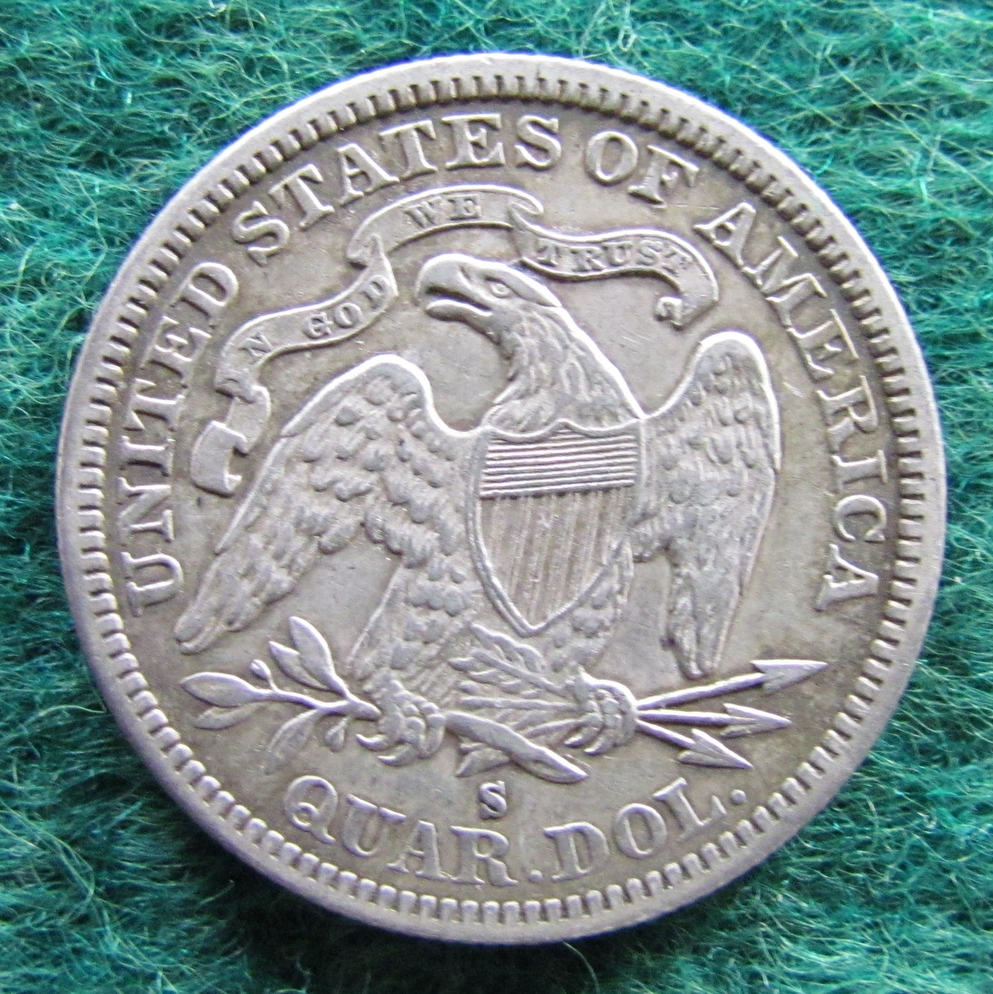 USA American 1877 S Seated Liberty Quarter Coin - Circulated