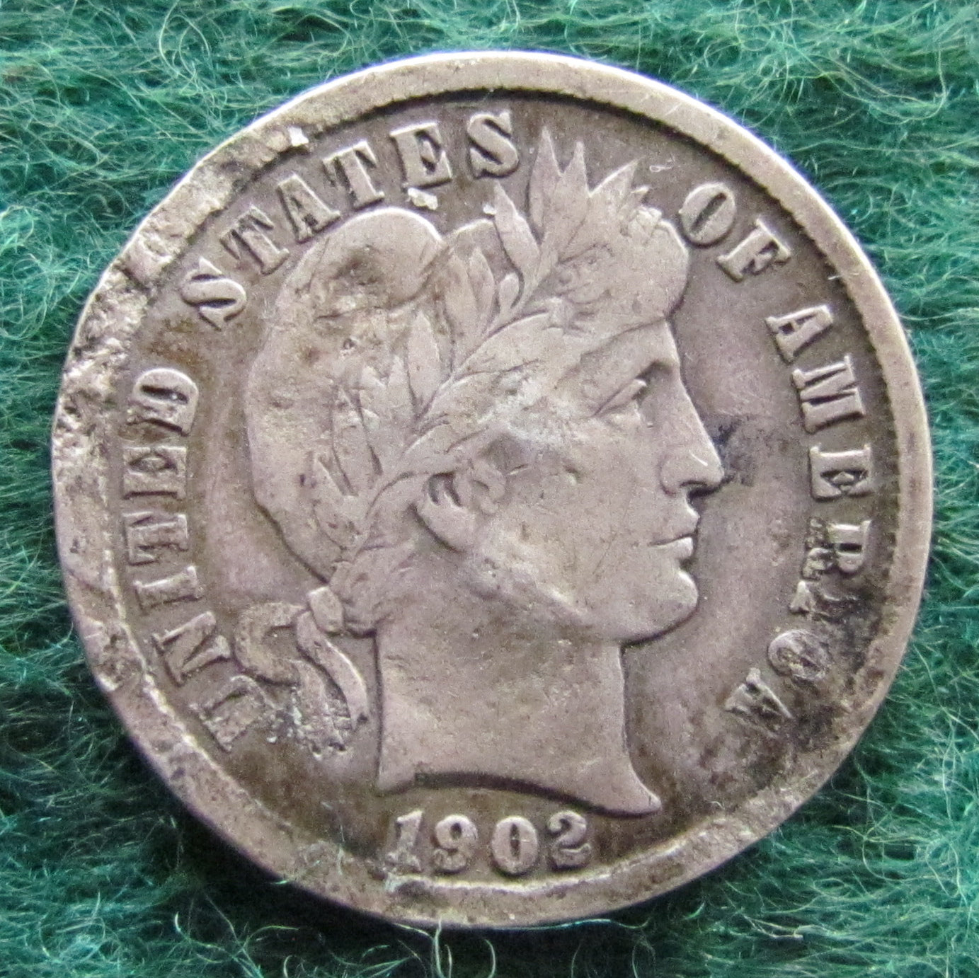 USA American 1902 Barber Dime Coin - Circulated