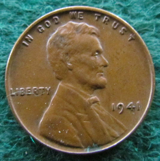 USA American 1941 1 Cent Wheat Lincoln Coin - Circulated