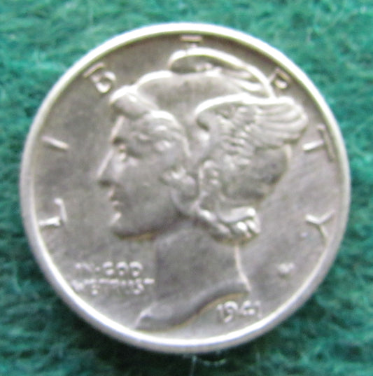 USA American 1941 Silver Winged Mercury Dime Coin - Circulated